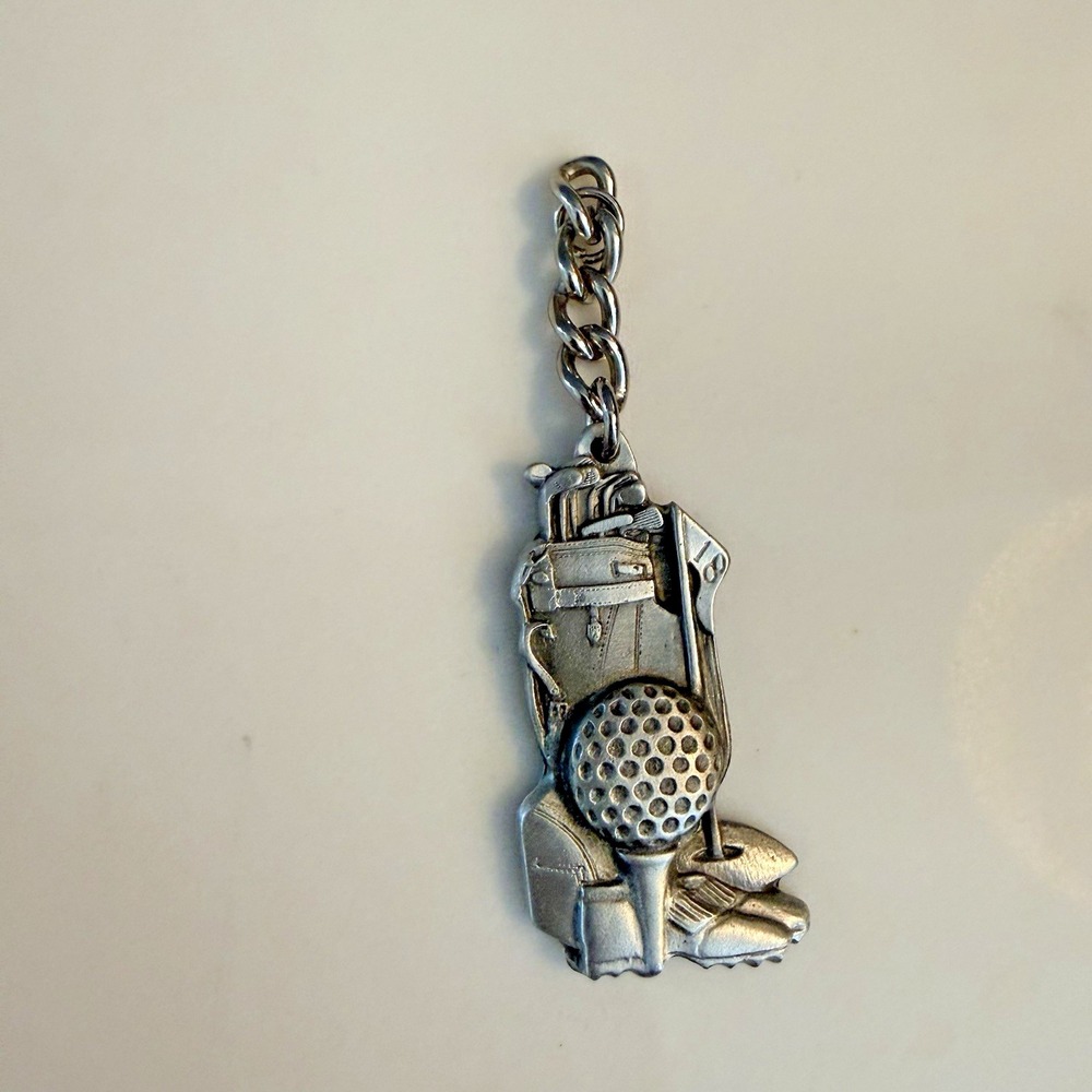 Vintage Keychain Lot Golf Pewter St Christopher Medal Enamel Keychain - Picture 2 of 11
